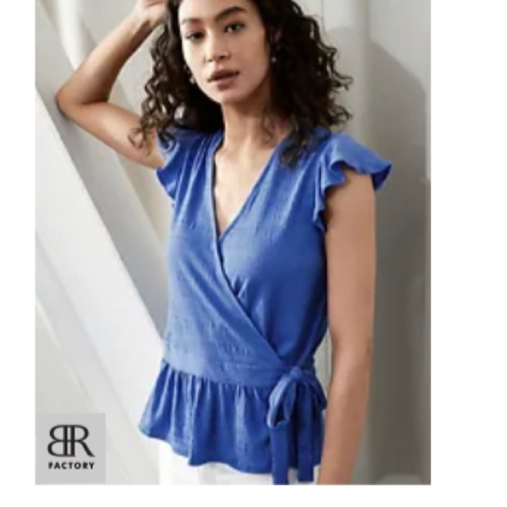 Blue wrap tie top